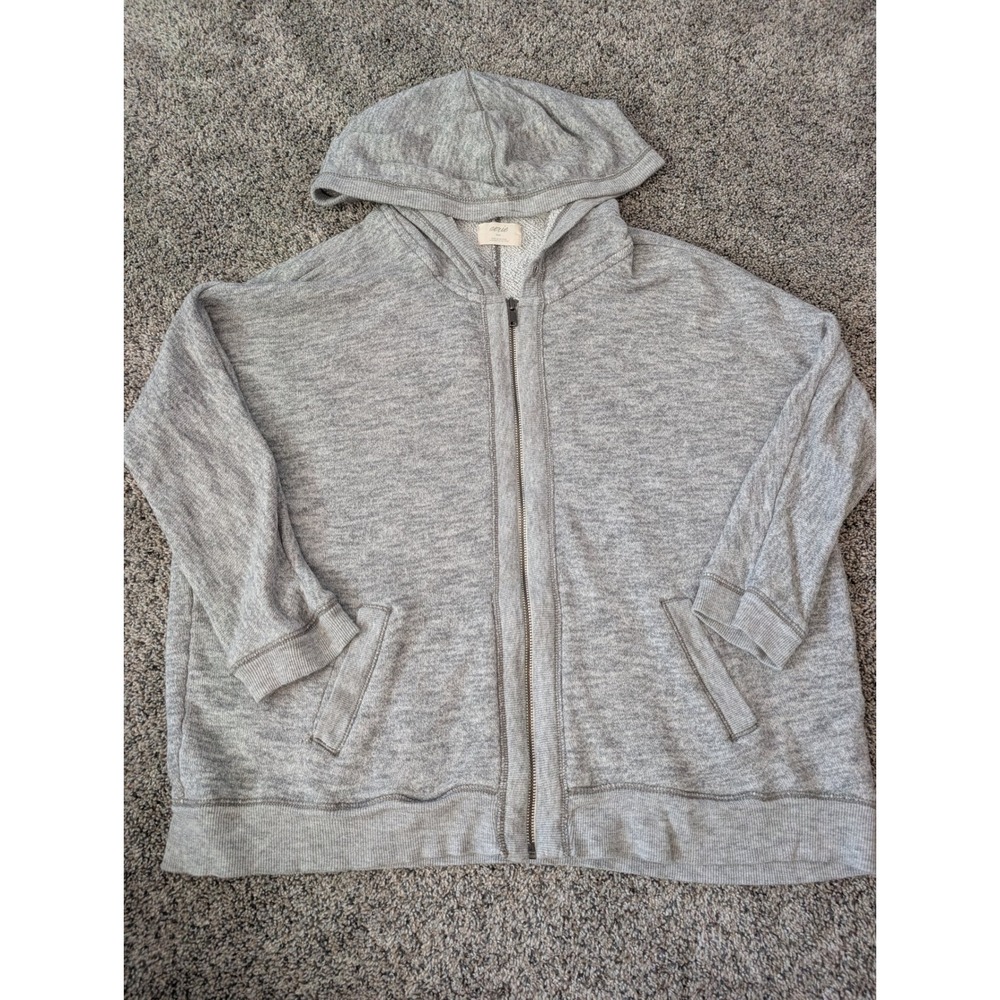 Aerie Women Heather Grey Oversized Full‎ Zip French Terry Hoodie Sweatshirt M